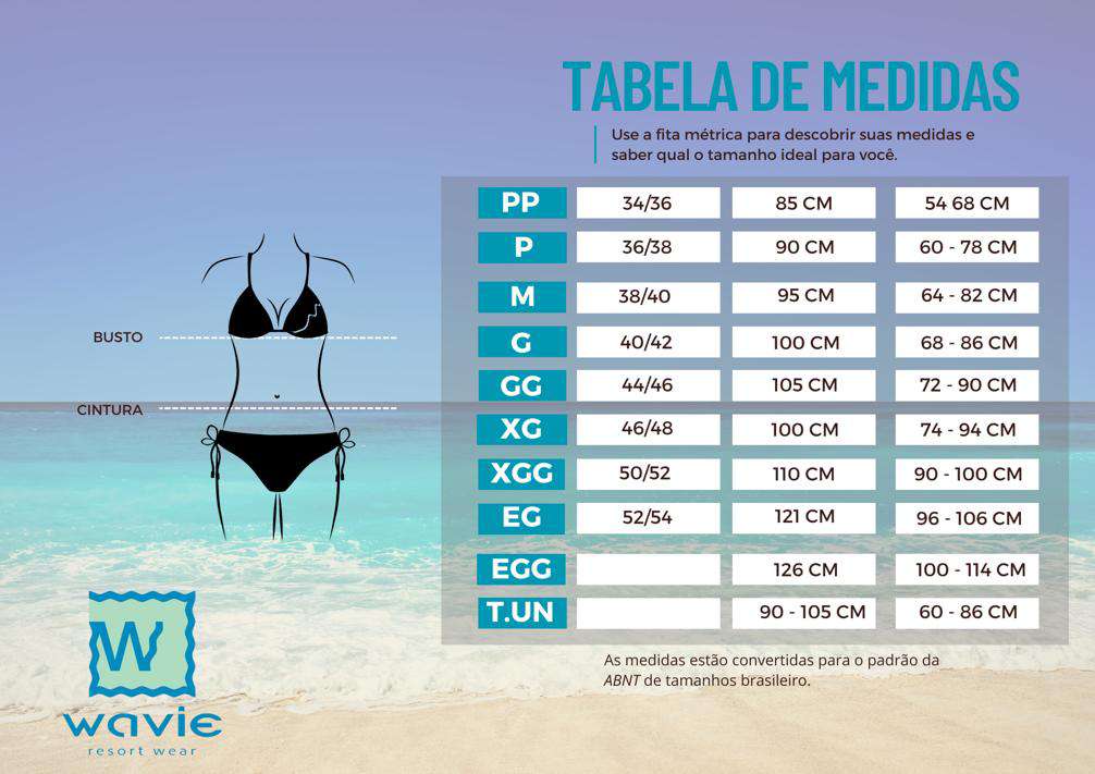 Tabela de medidas feminino